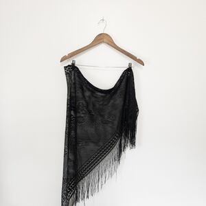 Vintagr Black mesh Fringe sarong